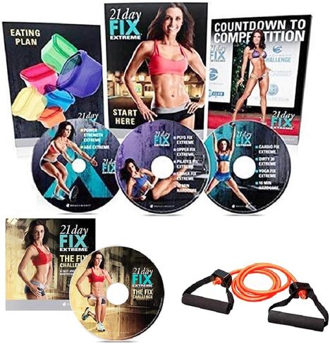 21 Day Fixs Extreme 4 DVD Workout Program Set,Fix Challenge Introductory Workout,Elastic Band and Eating Nutrition Plan in Kuwait