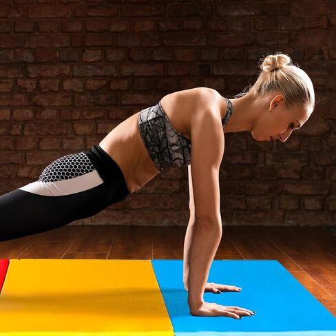 حصيرة الجمباز القابلة للطي من Fitvid 3 أو 4 ألواح سميكة مع سطح من الفينيل ومقابض حمل للسقوط واليوجا والبيلاتيس والتدريبات المنزلية والفنون القتالية in Saudi Arabia