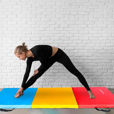حصيرة الجمباز القابلة للطي من Fitvid 3 أو 4 ألواح سميكة مع سطح من الفينيل ومقابض حمل للسقوط واليوجا والبيلاتيس والتدريبات المنزلية والفنون القتالية in Saudi Arabia