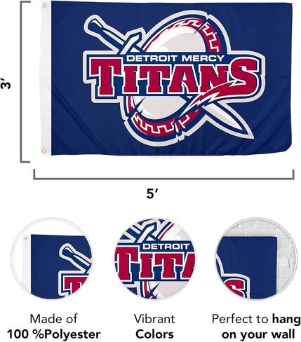 Desert Cactus University of Detroit Mercy UDM Flag - 3 x 5 Feet Titans Banner, Indoor/Outdoor Durable Fabric, 100% Polyester Design (Style 1) in Saudi Arabia
