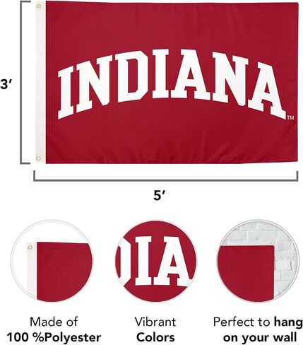 Desert Cactus Indiana University IU Flag - 3 x 5 Feet Hoosiers Banner, Indoor/Outdoor Durable Fabric, 100% Polyester Design (Style 1) in Saudi Arabia