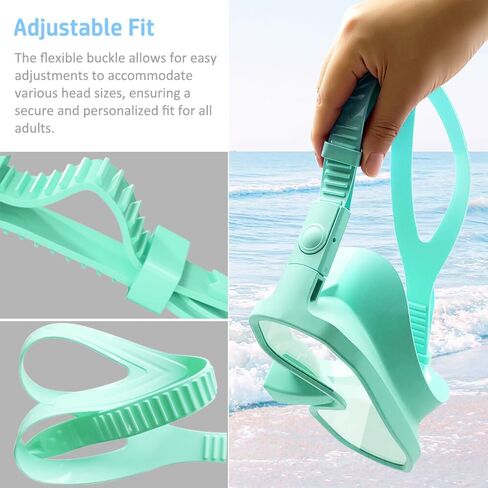 Snorkel Set Adults, Snorkeling Gear Adults with 180°Tempered Glass, Anti-Fog Frameless Snorkel Mask Set, Adjustable Snorkeling Mask for Snorkel Scuba Diving Swimming Travel in Saudi Arabia