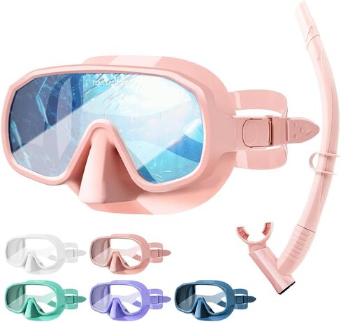 Snorkel Set Adults, Snorkeling Gear Adults with 180°Tempered Glass, Anti-Fog Frameless Snorkel Mask Set, Adjustable Snorkeling Mask for Snorkel Scuba Diving Swimming Travel in Saudi Arabia