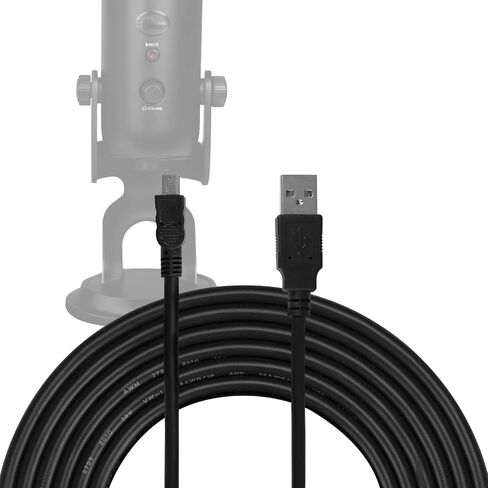 GEEKRIA for Creators USB-A to Mini-USB Microphone Cable 10 ft / 300 CM, Compatible with Logitech for Creators Blue Yeti, Yeti Pro, Snowball iCE, Mic Cord (Black) in Saudi Arabia
