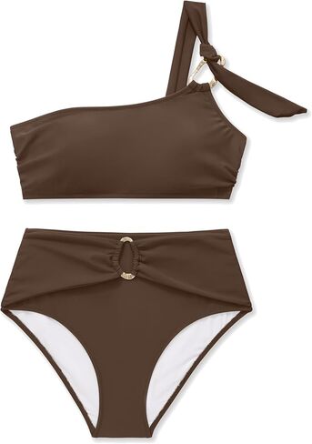 MOOSLOVER Women One Shoulder Bikini Sets High Waisted Two Piece Swimsuits Modest Bathing Suit in Saudi Arabia