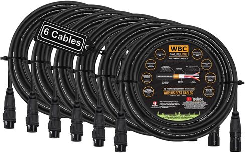 WBC-VALUELINE-2CS (22 AWG) - 6 Units - 40 Foot–Low-Capacitance Shielded Balanced Flexible Microphone, Active-Speaker & Interconnect Cables with Neutrik-Rean IP65 Rated Gold XLR Connectors in Saudi Arabia
