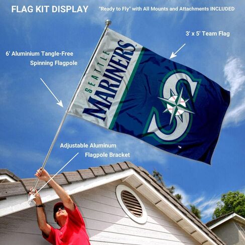 Seattle Baseball Flag Pole and Bracket Set in Saudi Arabia