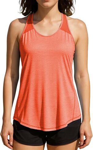 Women Workout Athletic Tank Top Shirts Loose Fit Long Tank Tops in Saudi Arabia