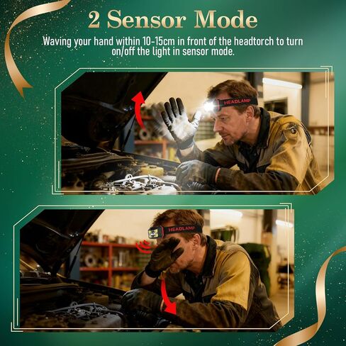 2 Pack Headlamp - Super Bright Rechargeable Flashlight, Stocking Stuffers for Men Headlights 8 Modes with USB-C Fast Charge, IPX4 Waterproof Motion for Christmas Outdoor Camping Hiking in Kuwait