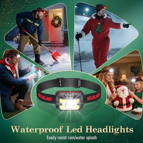 2 Pack Headlamp - Super Bright Rechargeable Flashlight, Stocking Stuffers for Men Headlights 8 Modes with USB-C Fast Charge, IPX4 Waterproof Motion for Christmas Outdoor Camping Hiking in Kuwait