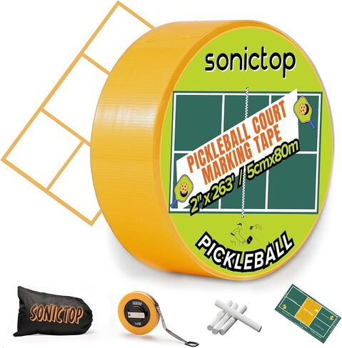 Pickleball Court Marking Kit, 2" x 263 ft Lengthened Pickleball Court Tape 5PCS Set Makes Full Size Outdoor Court Tape for Temporary Court Lines No Residue Easy Installation in Kuwait