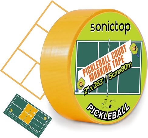 Pickleball Court Marking Kit, 2" x 263 ft Lengthened Pickleball Court Tape 5PCS Set Makes Full Size Outdoor Court Tape for Temporary Court Lines No Residue Easy Installation in Kuwait