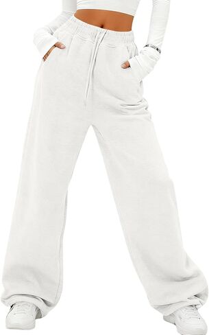 واسعة الساق الصوف Sweatpants المرأة فضفاض عالية الخصر ركض مع جيوب رياضية تجريب Sweatpants صالة السراويل in Kuwait