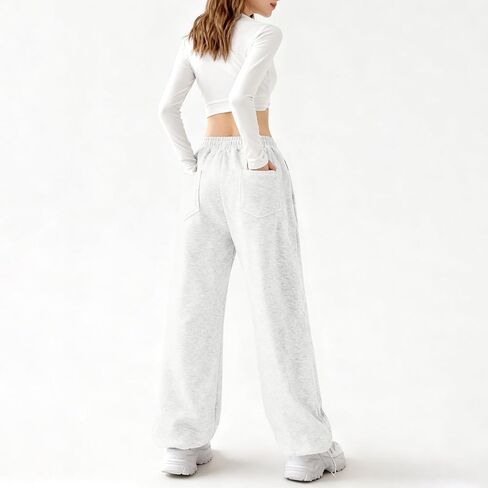 واسعة الساق الصوف Sweatpants المرأة فضفاض عالية الخصر ركض مع جيوب رياضية تجريب Sweatpants صالة السراويل in Kuwait