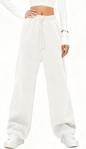 واسعة الساق الصوف Sweatpants المرأة فضفاض عالية الخصر ركض مع جيوب رياضية تجريب Sweatpants صالة السراويل in Kuwait