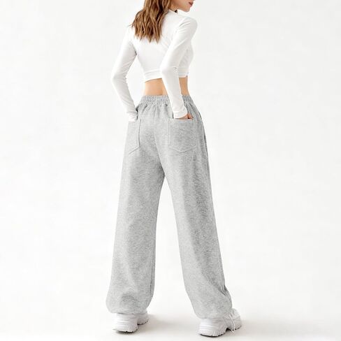 واسعة الساق الصوف Sweatpants المرأة فضفاض عالية الخصر ركض مع جيوب رياضية تجريب Sweatpants صالة السراويل in Kuwait