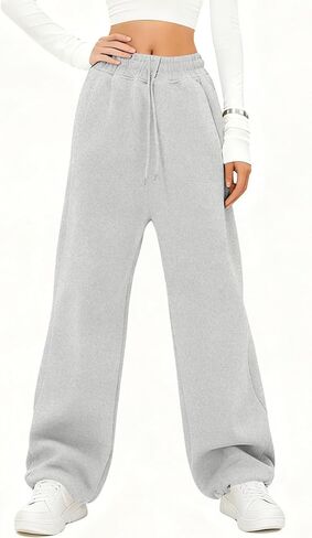 واسعة الساق الصوف Sweatpants المرأة فضفاض عالية الخصر ركض مع جيوب رياضية تجريب Sweatpants صالة السراويل in Kuwait