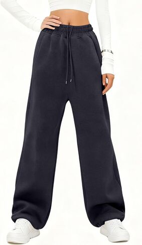 واسعة الساق الصوف Sweatpants المرأة فضفاض عالية الخصر ركض مع جيوب رياضية تجريب Sweatpants صالة السراويل in Kuwait