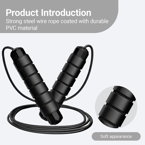 Jump Rope, Jumping Rope Cable with Ball Bearings for Women, Men, Adjustable Steel Jump Rope Workout with Foam Handles for Fitness, Home Exercise & Slim Body in Saudi Arabia
