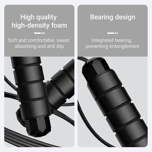 Jump Rope, Jumping Rope Cable with Ball Bearings for Women, Men, Adjustable Steel Jump Rope Workout with Foam Handles for Fitness, Home Exercise & Slim Body in Saudi Arabia