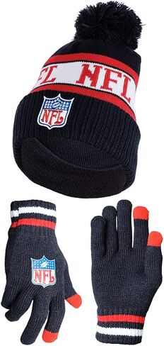 Ultra Game NFL Mens Womens Super Soft Winter Beanie Knit Hat with Extra Warm Touch Screen Gloves in Saudi Arabia