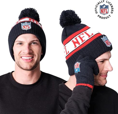 Ultra Game NFL Mens Womens Super Soft Winter Beanie Knit Hat with Extra Warm Touch Screen Gloves in Saudi Arabia