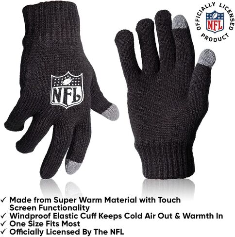 Ultra Game NFL Mens Womens Super Soft Winter Beanie Knit Hat with Extra Warm Touch Screen Gloves in Saudi Arabia