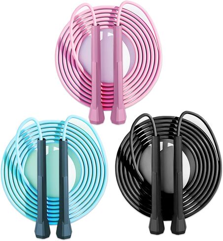 Sufeasdf kids Jump Rope - Speed Jump Rope for Kids 8-12,Lightweight,Tangle-Free, Adjustable,Perfect for Toddlers,Adult Beginners,Jumprope for Fitness,Enhance Endurance and Speed Workouts (3PC) in Saudi Arabia