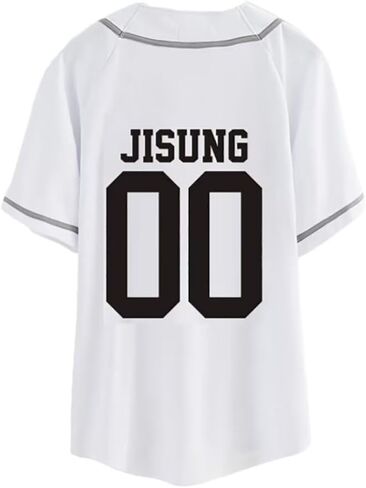 SKZ Baseball Jersey Skz Felix Bangchan Hyunjin Lee Know Button Down Short Sleeve T-Shirts Tee Top for Women in Saudi Arabia