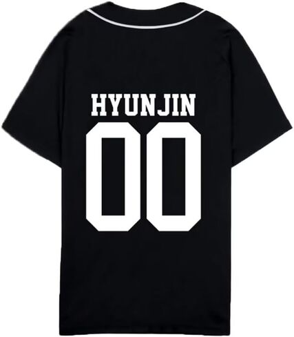 SKZ Baseball Jersey Skz Felix Bangchan Hyunjin Lee Know Button Down Short Sleeve T-Shirts Tee Top for Women in Saudi Arabia