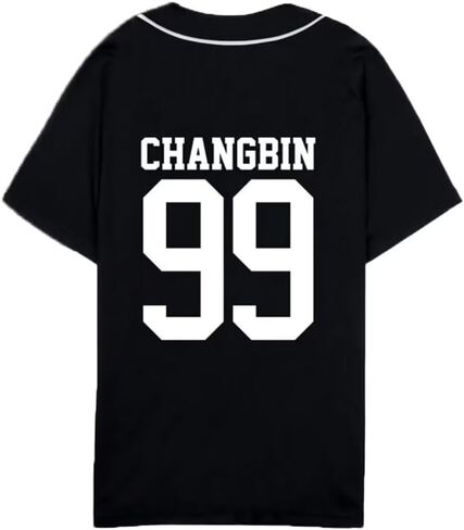 SKZ Baseball Jersey Skz Felix Bangchan Hyunjin Lee Know Button Down Short Sleeve T-Shirts Tee Top for Women in Saudi Arabia