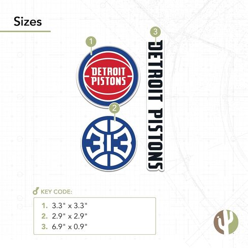 Desert Cactus Detroit Pistons NBA Officially Licensed Sticker Vinyl Decal Laptop Water Bottle Car Scrapbook (Type 5-1) in Saudi Arabia