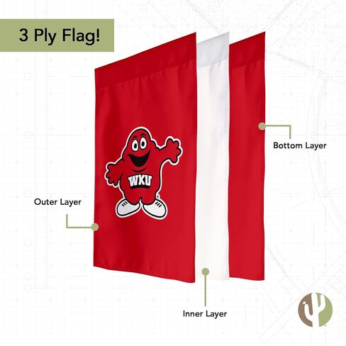 علم حديقة Desert Cactus Western Kentucky University WKU - لافتة Kentucky Hilltoppers مقاس 19 × 12 بوصة، للعرض والمناسبات الخارجية (تصميم B) in Saudi Arabia