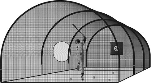 30FT Baseball Batting Cage with Frame, 30FT L x 13FT W x 9FT H Backyard Batting Cage Net for Baseball & Softball, Includes Fiberglass Poles, Pitching Backstop, Target & Carry Bag for Home Training in Saudi Arabia