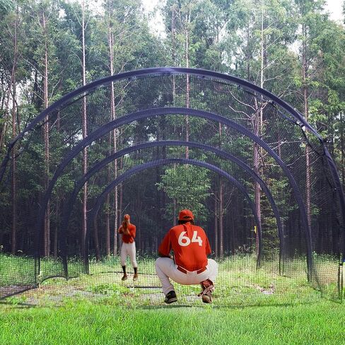 30FT Baseball Batting Cage with Frame, 30FT L x 13FT W x 9FT H Backyard Batting Cage Net for Baseball & Softball, Includes Fiberglass Poles, Pitching Backstop, Target & Carry Bag for Home Training in Saudi Arabia