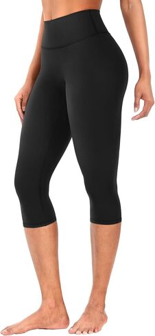 YEOREO Womens Workout Capri Leggings 17" No Front Seam High Waisted Hidden Scrunch Gym Yoga Pants in Saudi Arabia