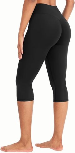 YEOREO Womens Workout Capri Leggings 17" No Front Seam High Waisted Hidden Scrunch Gym Yoga Pants in Saudi Arabia