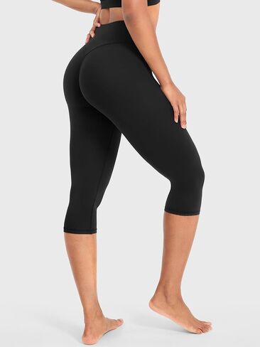 YEOREO Womens Workout Capri Leggings 17" No Front Seam High Waisted Hidden Scrunch Gym Yoga Pants in Saudi Arabia
