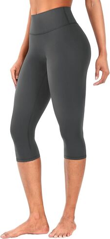 YEOREO Womens Workout Capri Leggings 17" No Front Seam High Waisted Hidden Scrunch Gym Yoga Pants in Saudi Arabia
