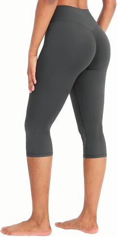YEOREO Womens Workout Capri Leggings 17" No Front Seam High Waisted Hidden Scrunch Gym Yoga Pants in Saudi Arabia