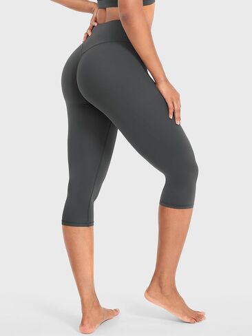YEOREO Womens Workout Capri Leggings 17" No Front Seam High Waisted Hidden Scrunch Gym Yoga Pants in Saudi Arabia