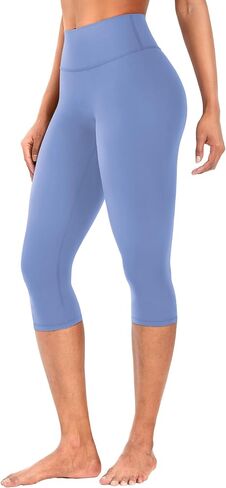 YEOREO Womens Workout Capri Leggings 17" No Front Seam High Waisted Hidden Scrunch Gym Yoga Pants in Saudi Arabia