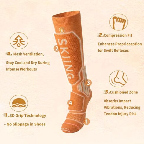 Ski Socks Merino Wool Socks for men&women Knee-High Winter Thermal Snowboarding Socks in Saudi Arabia