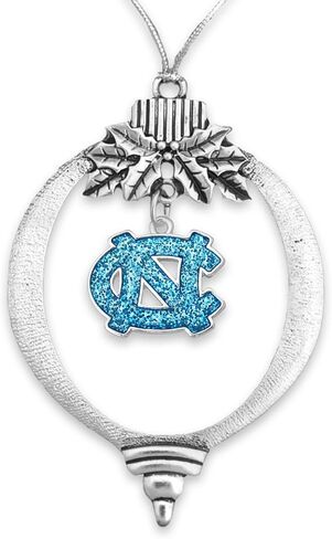 North Carolina Tar Heels Glitter Charm Bulb Shape Silver Metal Christmas Ornament Gift Tree Decoration UNC in Saudi Arabia