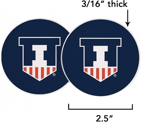 Desert Cactus University of Illinois Car Accessories UIUC Fighting Illini Absorbent Sandstone Cup Coasters Licensed Product Set of 2 (Design A) in Saudi Arabia