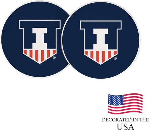 Desert Cactus University of Illinois Car Accessories UIUC Fighting Illini Absorbent Sandstone Cup Coasters Licensed Product Set of 2 (Design A) in Saudi Arabia