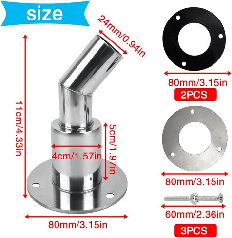 Golgner Thru Hull Exhaust Skin, Stainless Steel 316 Thru Hull Exhaust, 24mm Tube Pipe Socket Hardware, Marine Exhaust Port for Diesel Parking Heaters, Straight in Saudi Arabia