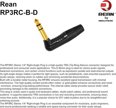 WBC-VALUELINE-2CS (22 AWG) - 4 Units - 1 Foot - Low-Capacitance Shielded Balanced Flexible Interconnect Cables with Neutrik-Rean ¼ Inch (6.35mm) Gold Angled to Straight TRS Stereo Phone Plugs in Saudi Arabia