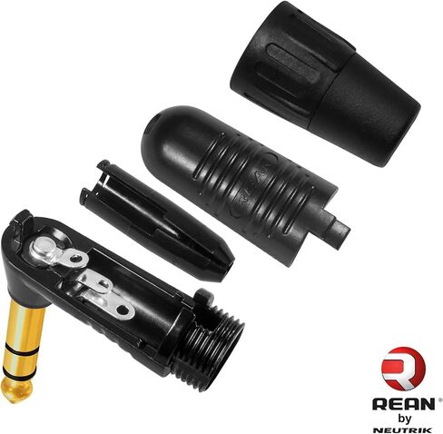 WBC-VALUELINE-2CS (22 AWG) - 4 Units - 1 Foot - Low-Capacitance Shielded Balanced Flexible Interconnect Cables with Neutrik-Rean ¼ Inch (6.35mm) Gold Angled to Straight TRS Stereo Phone Plugs in Saudi Arabia