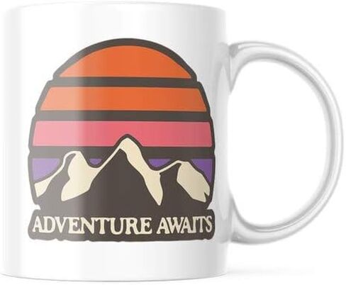 Generic Adventure Awaits 11 Ounce Ceramic Coffee Mug-Campfire Gift Mug For Happy Camper-Outdoor Backpacking Mountain Camper Mug M317 in Saudi Arabia